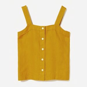 Everlane Linen Picnic Top in Green Opal